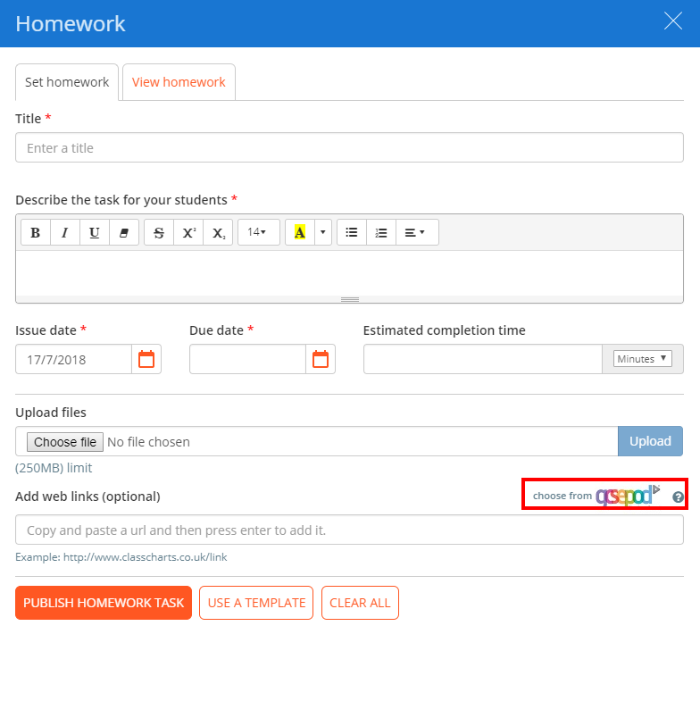 How to set a homework task - ClassCharts